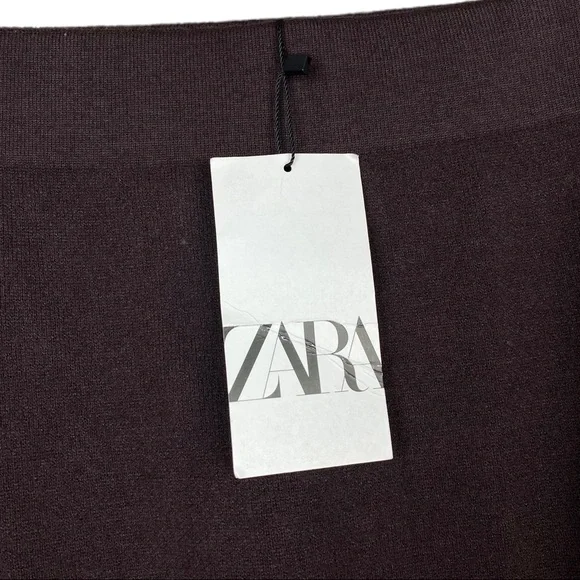 Zara Limited Edition Soft Heavyweight Knit A Line Midi Skirt Dark Brown L
